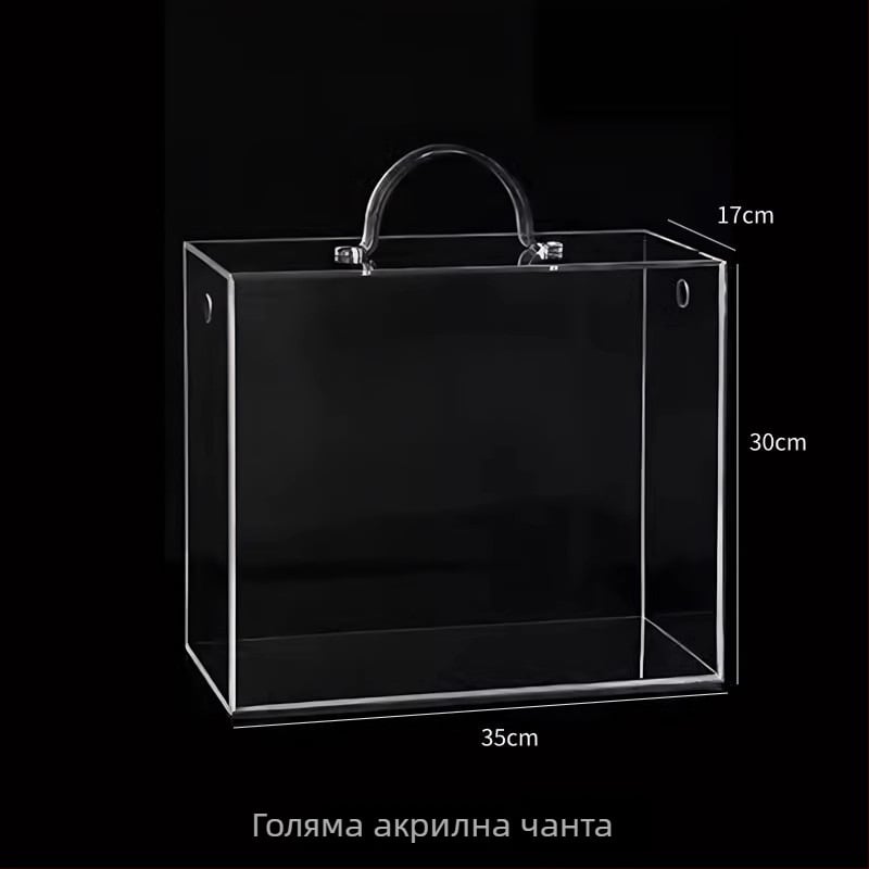 Квадратна прозрачна акрилна кутия за цветя и плодове – луксозна витрина за подаръци и букети, подходяща за вечни цветя