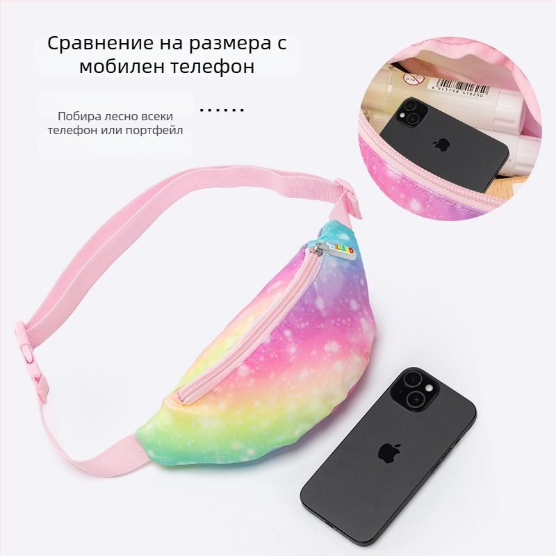 Нова детска кръстосана чанта с градиентен принт, лека и удобна, от оксфордски плат за момичета
