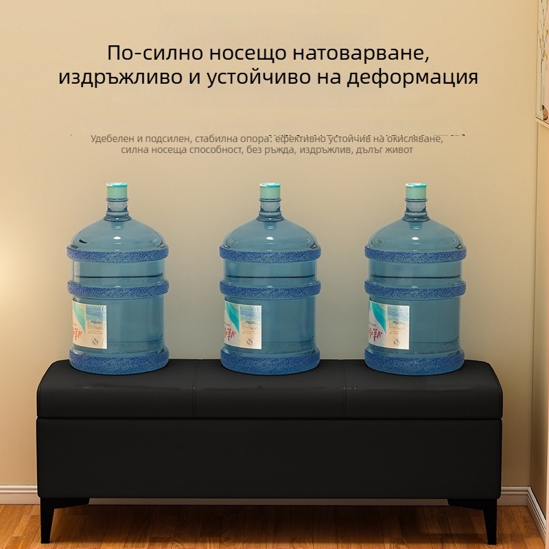 Кожена пейка за смяна на обувки за входа с отделение за съхранение, дълга правоъгълна пейка за антре, хол и спалня