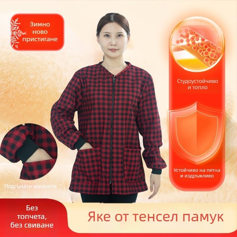 Къса зимна престилка‑смок за дами, корейски стил, от тенцел‑памук, устойчива на износване и замърсяване, подходяща за домашна работа