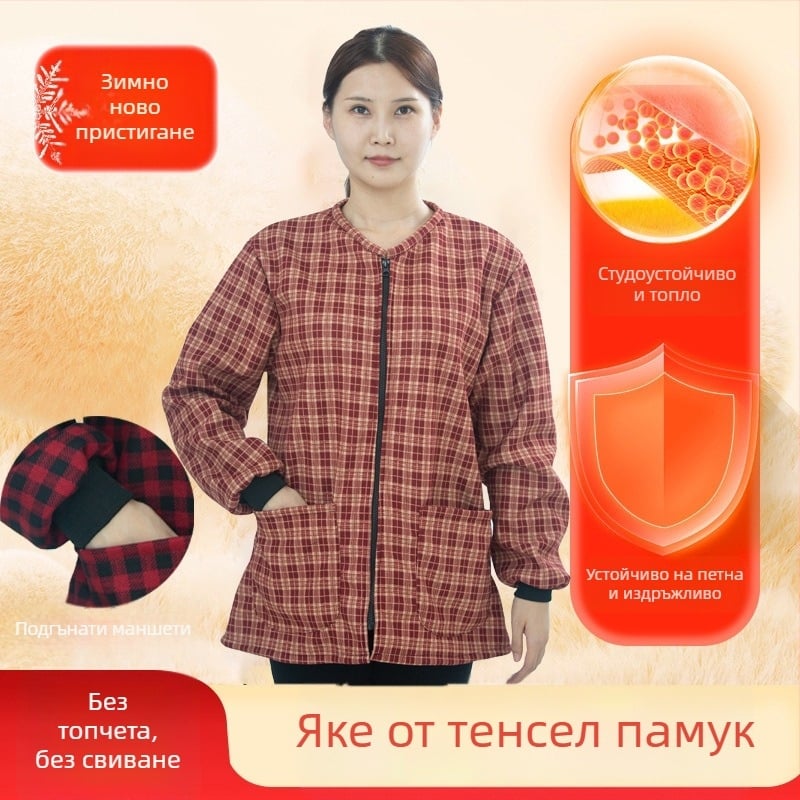 Къса зимна престилка‑смок за дами, корейски стил, от тенцел‑памук, устойчива на износване и замърсяване, подходяща за домашна работа
