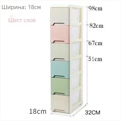 Шкаф за съхранение с чекмеджета за детски дрехи, пластмасов кухненски шкаф за играчки с тесни отвори, ширина 18/24