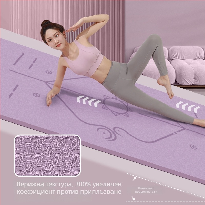 Йога постелка с висока плътност, мъжка фитнес постелка, 6–8 мм дебелина, размери 183 × 80 см, противохлъзгаща за домашни тренировки