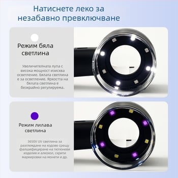 Презареждаща се лупа с силно осветление и UV светлина за идентифициране на бижута и нефрит, макро осветление за детекция