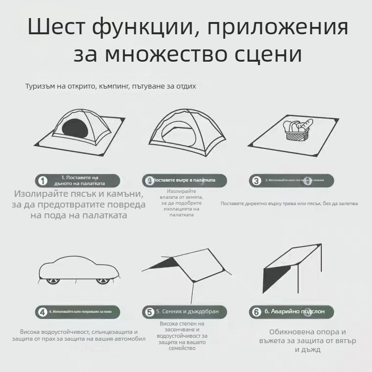 Подложка за палатка и къмпинг, удебелена и влагозащитена, износоустойчива, пикникова подложка