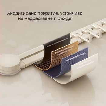 Кухненска закачалка с вакуумна вендуза, без пробиване, носимост 3-5 кг, организатор за шпатули и лъжици, ABS материал, модерен стил, комплект от 8 броя