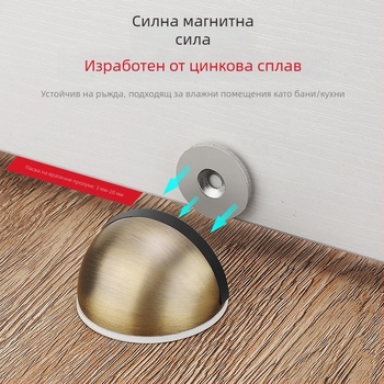 Магнитен ограничител за врата от неръждаема стомана с полукръгла глава за стъклени прегради, без пробиване, против сблъсък