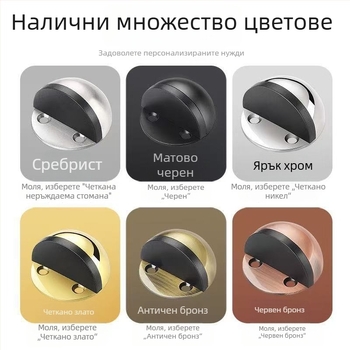 Стопер за врата от неръждаема стомана, полуокръжен връх, долно монтиране, за стъклени врати, баня