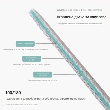 SULLMAR Двустранни ленти за маникюр – груб и фин абразив за оформяне и полиране на нокти, премахване на гел лак, 25 броя