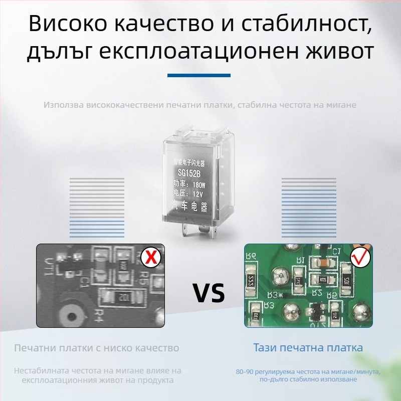 Weisong мигащо реле за автомобилна електроника, DC12V-24V, три-пиново универсално, защита от късо съединение