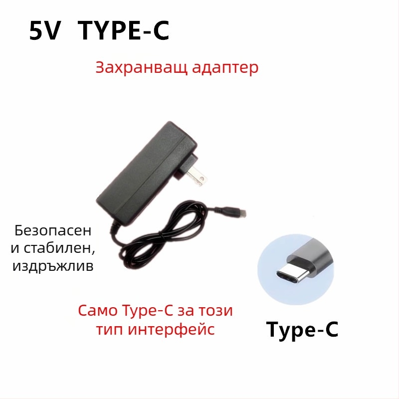 Захранващ адаптер 5V 5A/4A/3A/2A с Type-C за Raspberry Pi 5 и 25W LED растително осветление