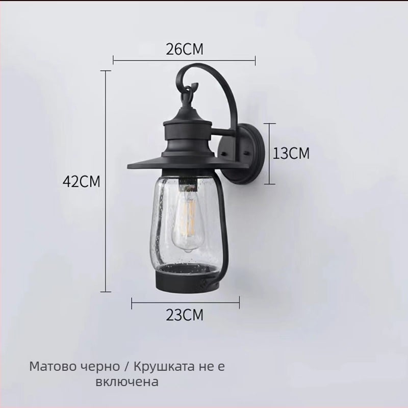 Фенер за външна стена в китайски стил, водоустойчив градински фенер, балкон и коридор, ретро стил за вилна фасада и входна врата