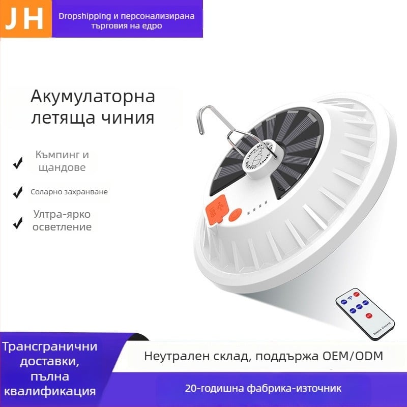 Соларна LED крушка за външно осветление с дистанционно управление, презареждаща се
