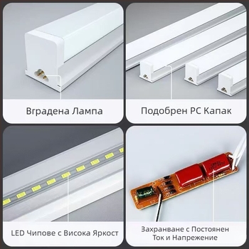 Интегрирана LED тръба T5, ултраярко дневно осветление, дълга лента за дома и на открито, защита за очите
