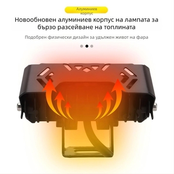 LED фар за мотоциклети и електрически превозни средства, двойна цветност жълто/бяло, ближна и далечна светлина, полуалуминиев корпус