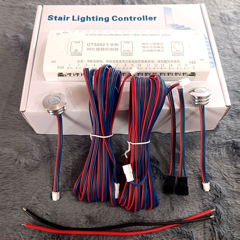 CT3252 Контролер за стълбище със светлина за стъпала, сензор и LED с воден поток