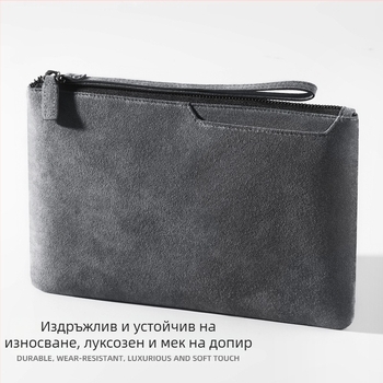 Alcantara мъжки клъч чанта за телефон, ежедневен стил, минималистичен конверт дизайн, бизнес и съхранение