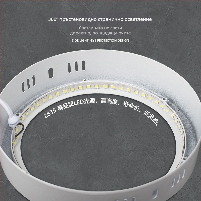 LED ултра тънък повърхностно монтиран панелен светодиод с вградена downlight, триецветно осветление за антре и коридор