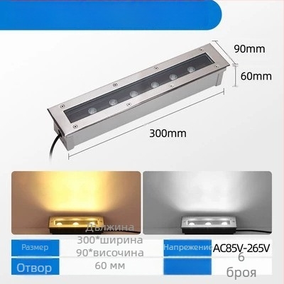 LED външно водоустойчиво подземно осветление, неръждаема стомана, кръгъл и правоъгълен дизайн, лентово подземно осветление за паркове и дворове