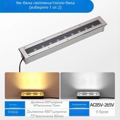 LED външно водоустойчиво подземно осветление, неръждаема стомана, кръгъл и правоъгълен дизайн, лентово подземно осветление за паркове и дворове