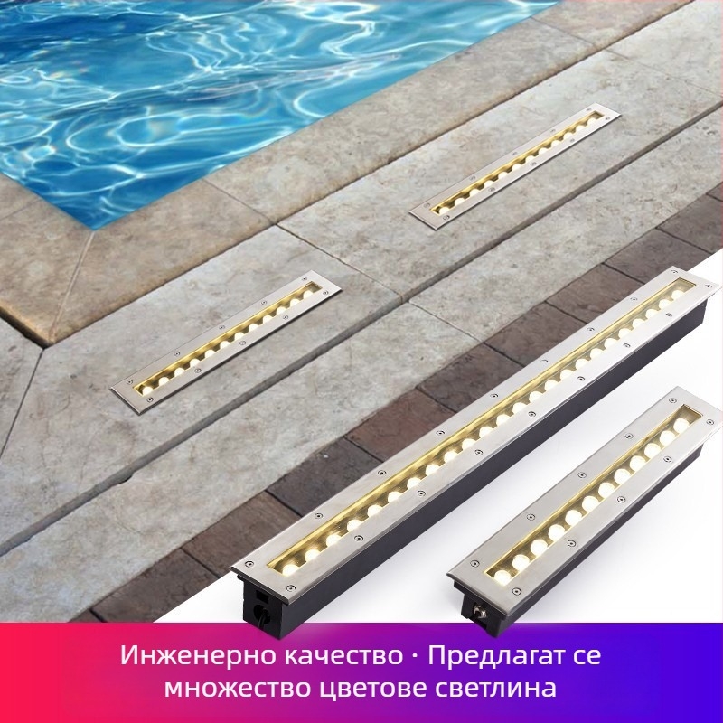 LED външно водоустойчиво подземно осветление, неръждаема стомана, кръгъл и правоъгълен дизайн, лентово подземно осветление за паркове и дворове