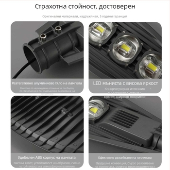LED улично осветление с алуминиево тяло, IP65, външно водоустойчиво за пътища, захранване от мрежата, инженерна версия, висока мощност, висока яркост, модел ACL-SL1