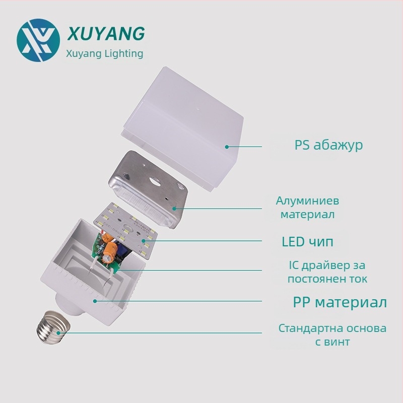 Високоефективна квадратна LED крушка с база E27 за домашно осветление