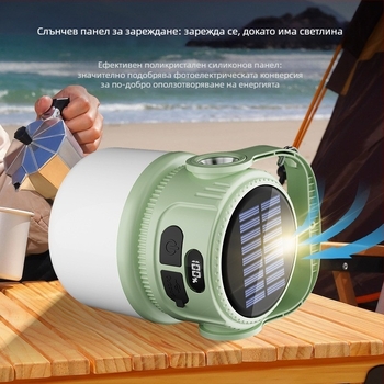 Външна слънчева LED лампа за маса с презареждаща се крушка, мултифункционална къмпинг лампа, светлина за улични пазари и нощни базари, аварийно захранване