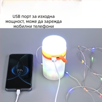Коледна нощна лампа със декоративни светлинни низове и зареждаща къмпинг лампа, преносим амбиентен фенер