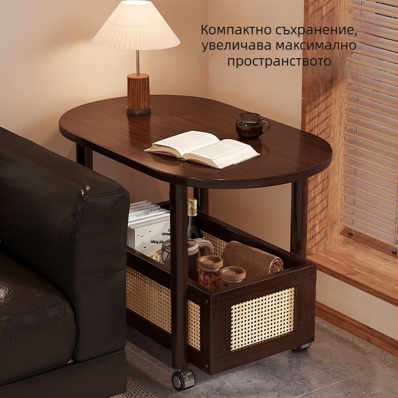 Всекидневна мобилна малка масичка за кафе със складово пространство, страничен шкаф до дивана, луксозен висок клас стил