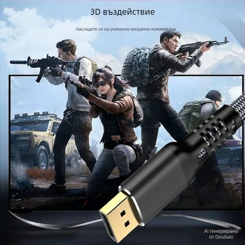 DP 2.1 гейминг DisplayPort кабел - 16K@60Hz, 8K@240Hz, 80Gbps, 360Hz висока честота на опресняване