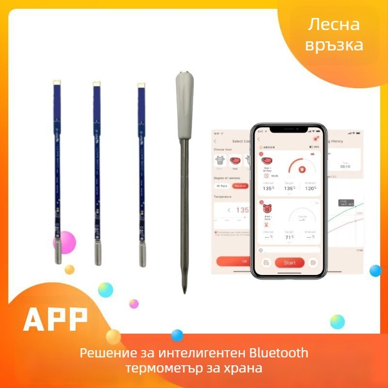 Интелигентен термометър за месо с Bluetooth сонда — развойна платка и PCBA контролна дъска