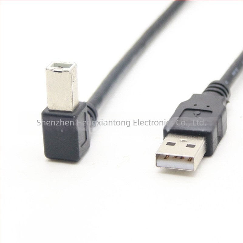 USB 2.0 кабел за принтер, данни, 90° прав ъгъл, USB-A квадратен конектор, медно екраниране, дължини 0.3/0.5/1 м