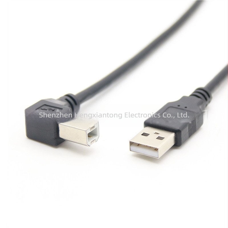 USB 2.0 кабел за принтер, данни, 90° прав ъгъл, USB-A квадратен конектор, медно екраниране, дължини 0.3/0.5/1 м