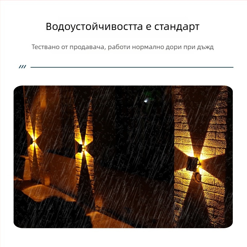 Слънчева външна стенна лампа, водоустойчива, амбиентно декоративно осветление за балкон, градина и ландшафт на вилата