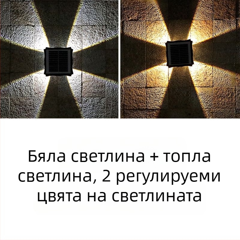 Слънчева външна стенна лампа, водоустойчива, амбиентно декоративно осветление за балкон, градина и ландшафт на вилата
