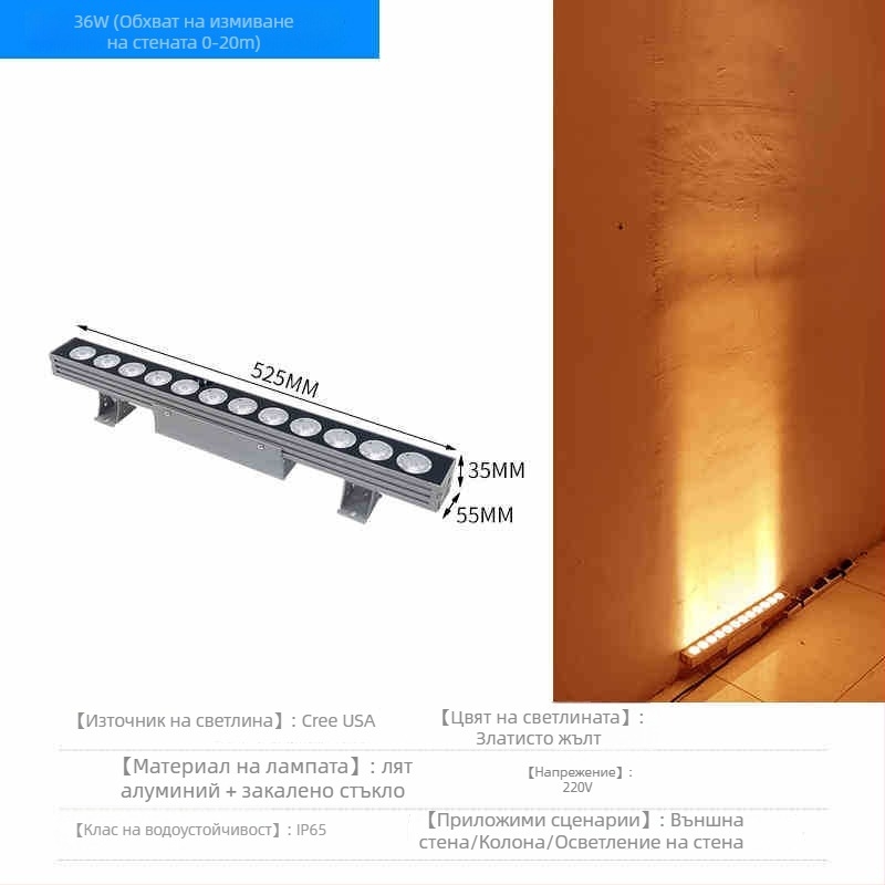 LED външен водоустойчив стенен прожектор IP65 за фасада и колони, суперярък