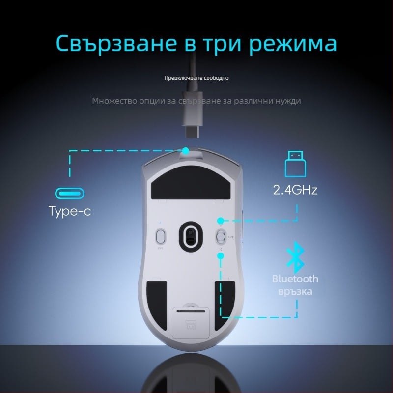 Bluetooth мишка за електронни спортове с три режима, лека и персонализируема PAW3395 PAW3311