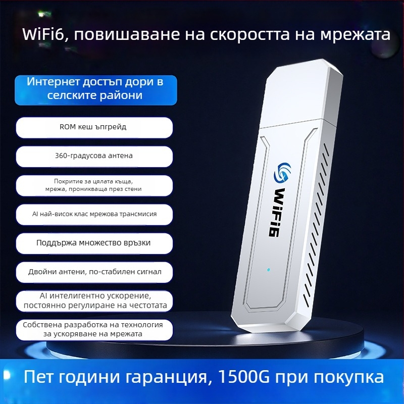 Портативен WiFi 6 универсален рутер за автомобил, мобилен безжичен интернет модул за стрийминг на живо, без SIM карта, USB интерфейс