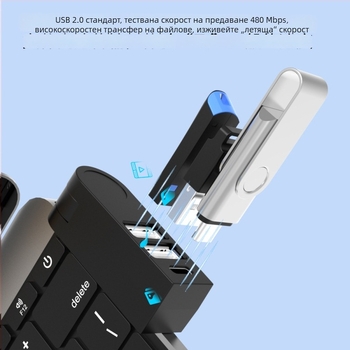 USB 2.0 3-портов хъб с въртяща се докинг станция за лаптопи – USB сплитер с множество интерфейси
