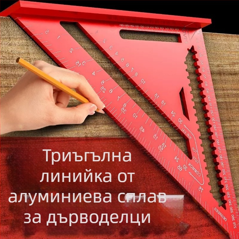 Алуминиев триъгълник за дърводелство, високопрецизен измервателен инструмент за 90 градуса, персонализиран