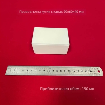 Правоъгълна корундова лодка с капак, 99% алуминиев оксид, размери 90×60×40 мм, лабораторна употреба