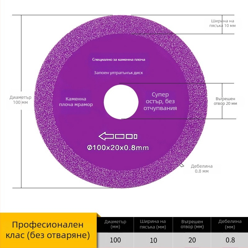 Високоефективен композитен многофункционален диск за рязане на каменни плочи и керамични плочки за сухо рязане — за ъглошлайф, издръжлив, защита на ръба