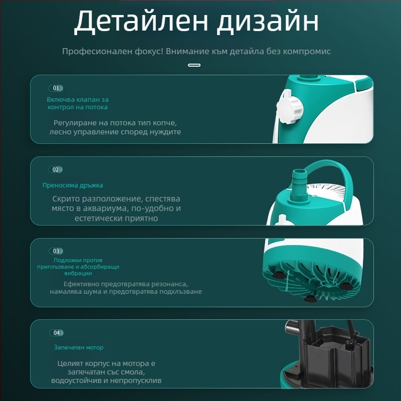 SQG подводна помпа за аквариум с нисък шум, помпа за домашна циркулация на водата, малка дънна помпа за смяна на вода