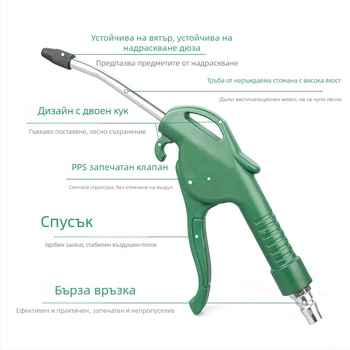 Пистолет за издухване на прах с високо налягане и удължен пневматичен инструмент