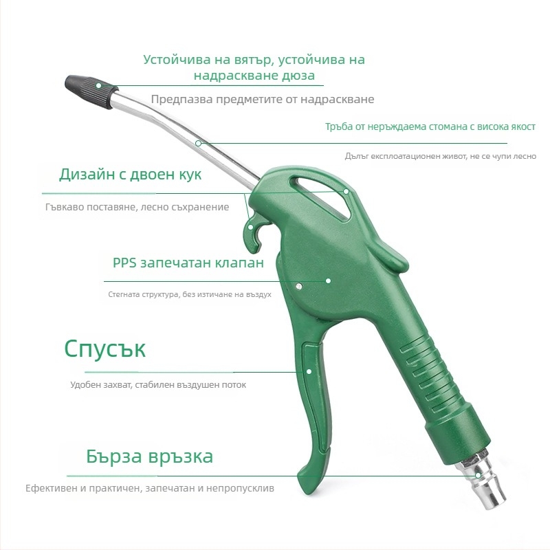 Пистолет за издухване на прах с високо налягане и удължен пневматичен инструмент