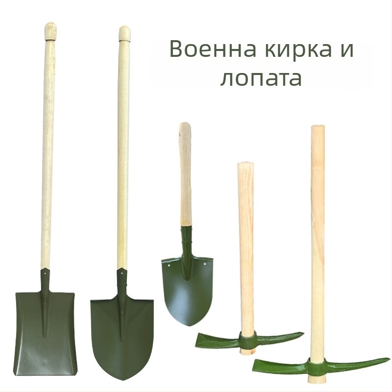Инженерна лопата с кирка за пожарогасене и спасяване при наводнения, зелена