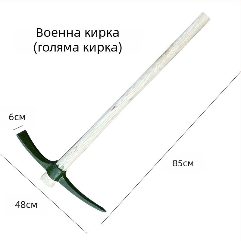 Инженерна лопата с кирка за пожарогасене и спасяване при наводнения, зелена