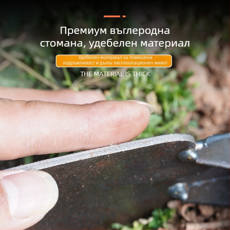 Инструменти за плевене и разрохване на почвата с къса стоманена дръжка; малки копачета в различни модели и двуфункционална лопатка за обработване на почвата