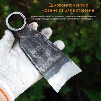 Манганова стомана — ковани мотика и кирка, градинарски инструменти за копане на корени на дървета, засаждане на зеленчуци, разрохкване на почвата и плевене